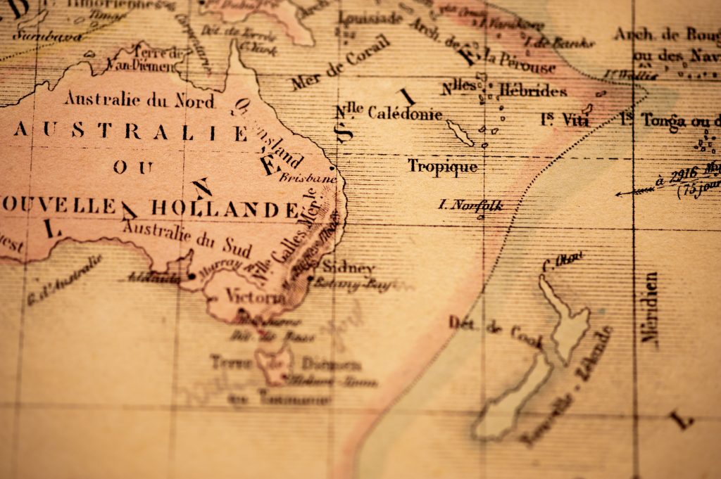 Antique French map of the Australia & New Zealand from Nouvel Atlas Classique c: 1869.